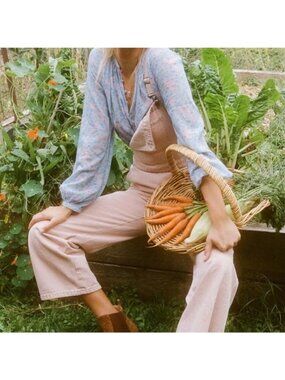 Spell NWT Pink Wide-Leg Overalls With Adjustable Straps & Front Pocket in Small